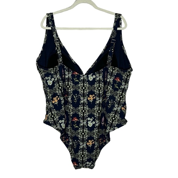 Agua Bendita x Target Navy Blue Floral Tile Cheeky One Piece Swimsuit - Picture 6 of 16